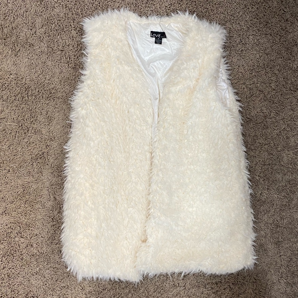 White Furry Vest